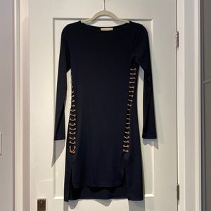 Michael Kors Navy Dress with Gold detailed chains